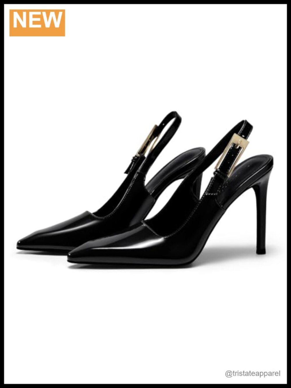 Slingback High Heels Pointed Toe Stilettos Patent Leather Pumps